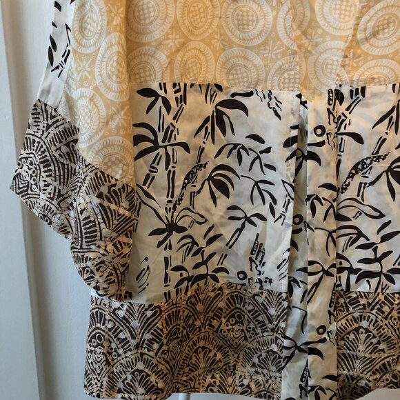 CENTRAL PARK WEST 100% SILK BOHO OPEN TOP KIMONO PATCHWORK L NWOT - Picture 7 of 8